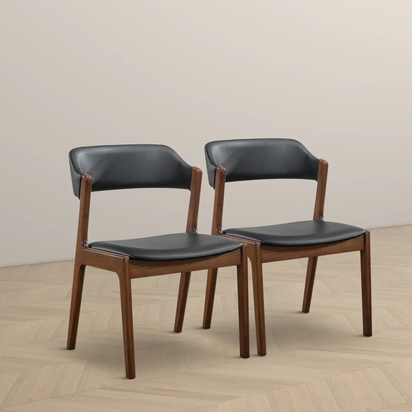 Enzo Dining Chair set of 2, black faux leather seats with wood legs Unique Piece Furniture on Tampa Home & Garden Store