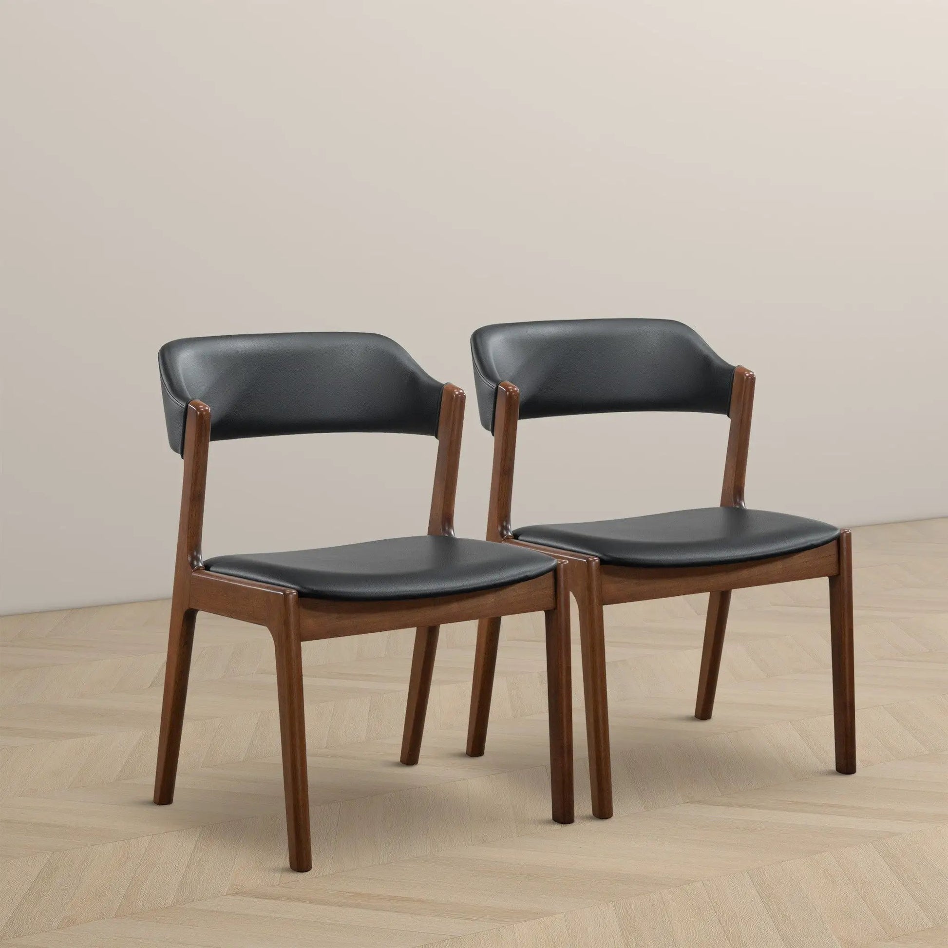 Enzo Dining Chair set of 2, black faux leather seats with wood legs Unique Piece Furniture on Tampa Home & Garden Store