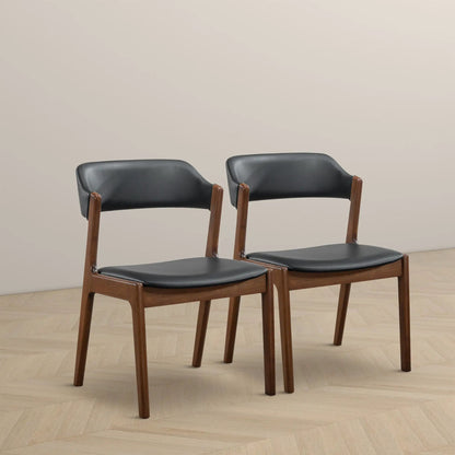 Enzo Dining Chair set of 2, black faux leather seats with wood legs Unique Piece Furniture on Tampa Home & Garden Store