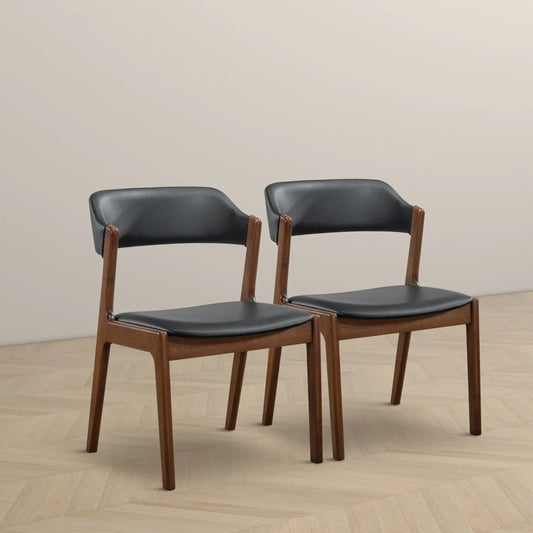 Enzo Dining Chair set of 2, black faux leather seats with wood legs Unique Piece Furniture on Tampa Home & Garden Store