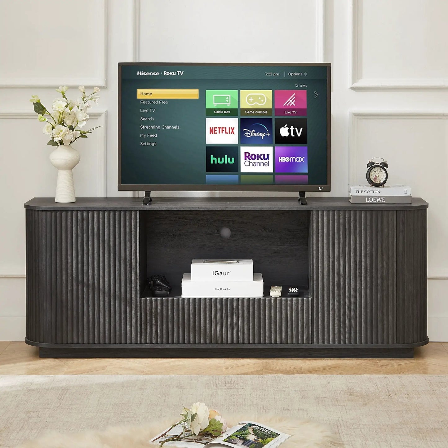 Modern Wavy TV Stand Sideboard with Cabinet