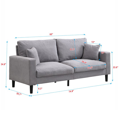 Modern Upholstered Three Seater Sofa and Pillows
