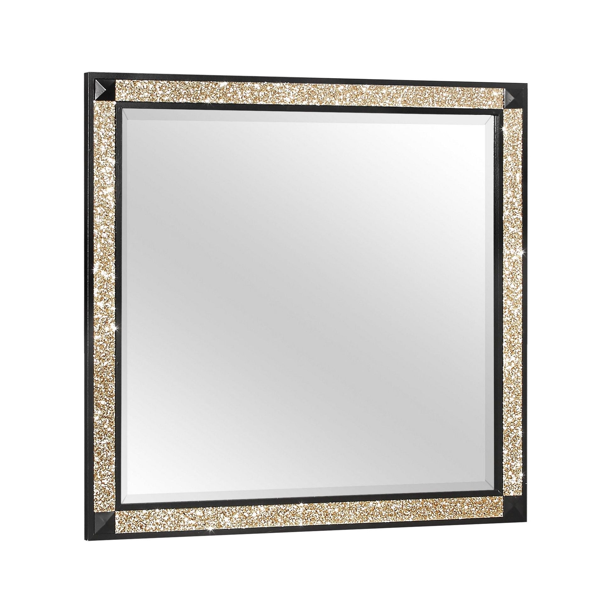 Lively bedroom set mirror panel with black frame and gold glitter border on Tampa Home & Garden Store