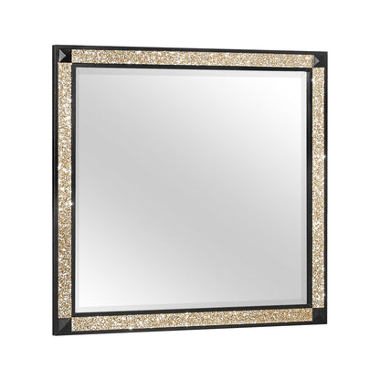 Lively bedroom set mirror panel with black frame and gold glitter border on Tampa Home & Garden Store