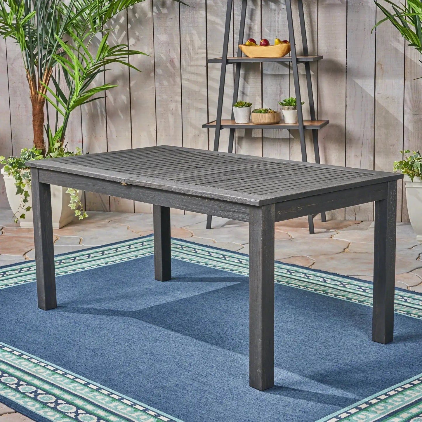 Outdoor Acacia Wood and Expandable Dining Table