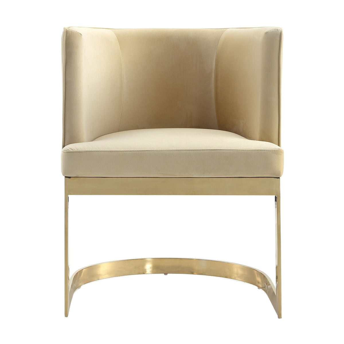 Aura dining chair with brass frame and beige upholstery by HouseOfZazla on Tampa Home & Garden Store