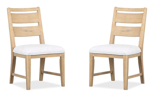 Somerset dining side chairs set of 2, butternut wood frame with upholstered cream seats on Tampa Home & Garden Store