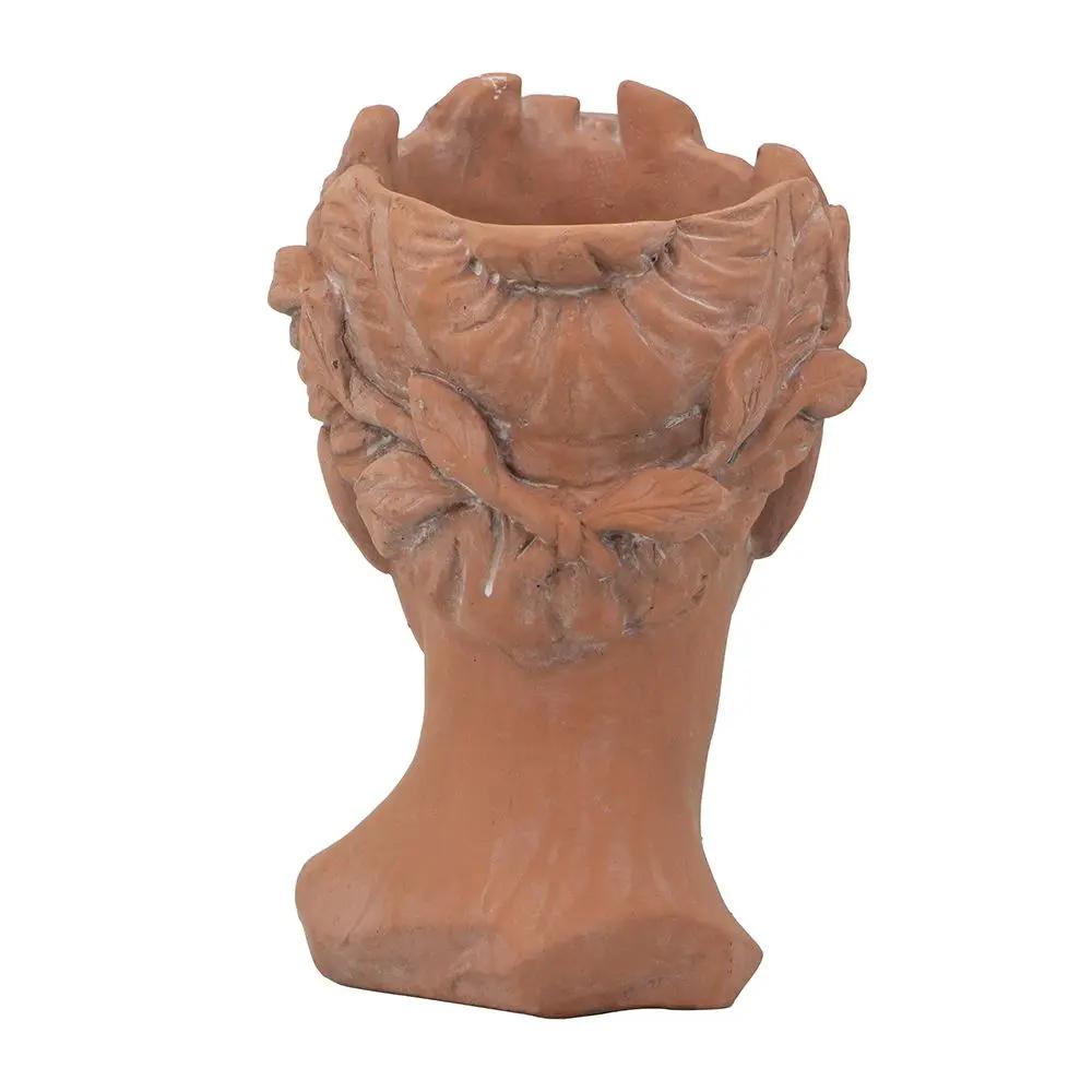 Visage Head Bust Planter Brown Cement Indoor Use