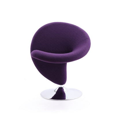 Swivel lounge chair with wool-blend upholstery in purple by HouseOfZazla with chrome base on Tampa Home & Garden Store