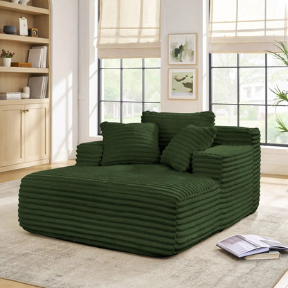 Chaise Lounge Sofa Bed with Deep Seat in green ribbed fabric by Unique Piece Furniture on Tampa Home & Garden Store