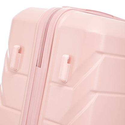 HouseOfZazla pink luggage close-up showing zipper, soft-shell case and top handles on Tampa Home & Garden Store