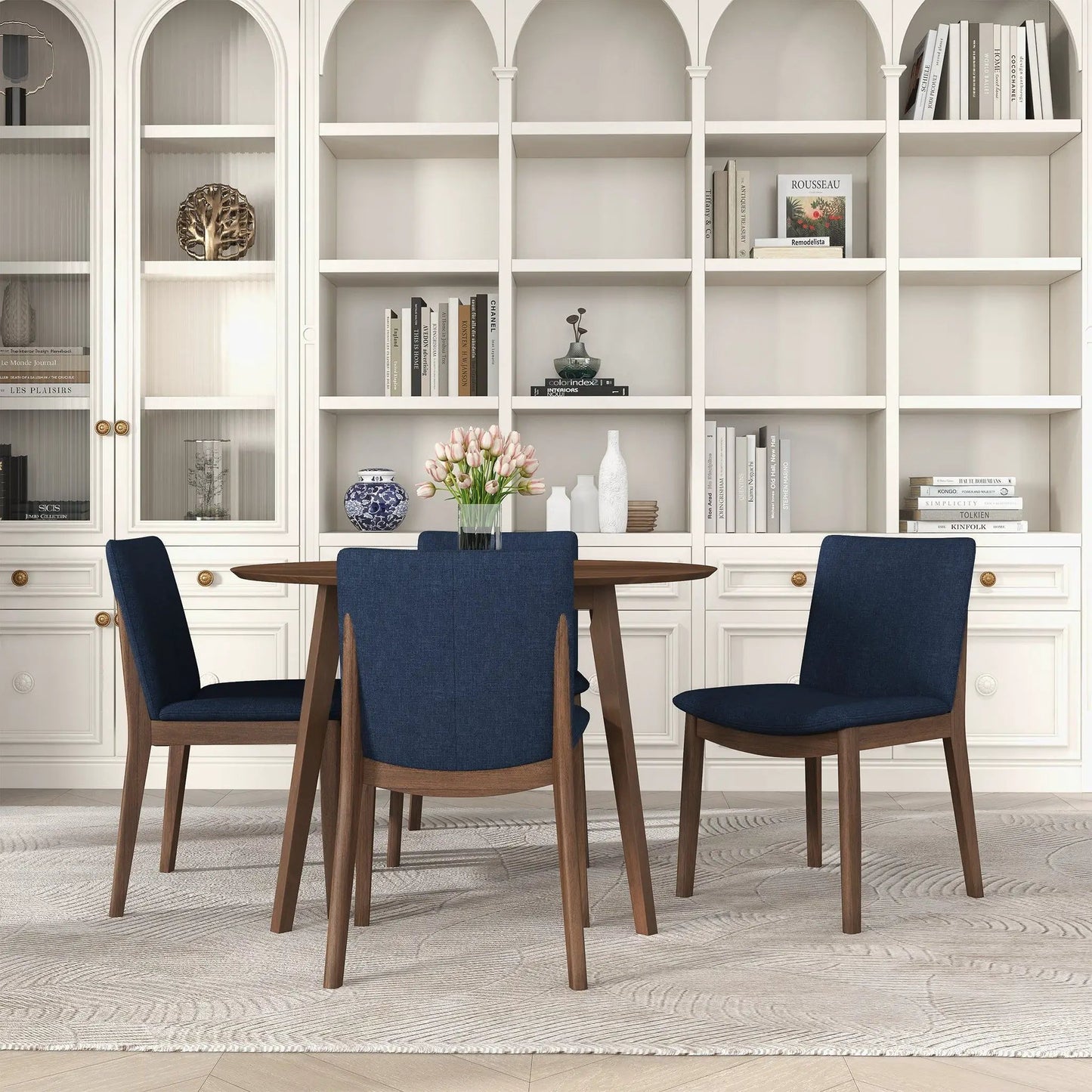 Mid Century Modern Solid Wood Dining Chair Set
