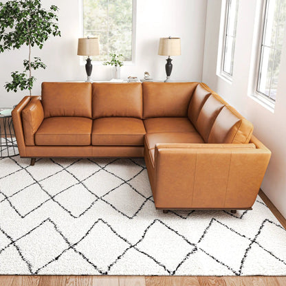 Erman corner sofa tan leather stationary sectional on Tampa Home & Garden Store