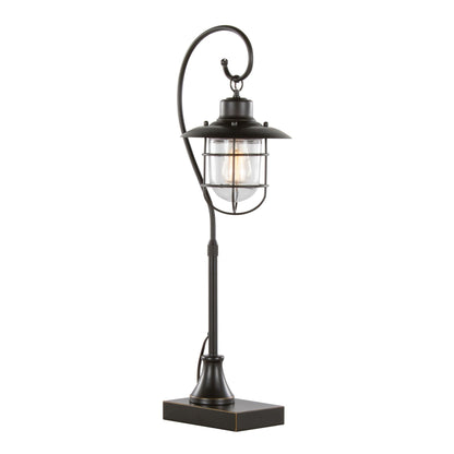 Landen contemporary task lamp oil rubbed bronze finish with clear lantern glass shade on Tampa Home & Garden Store
