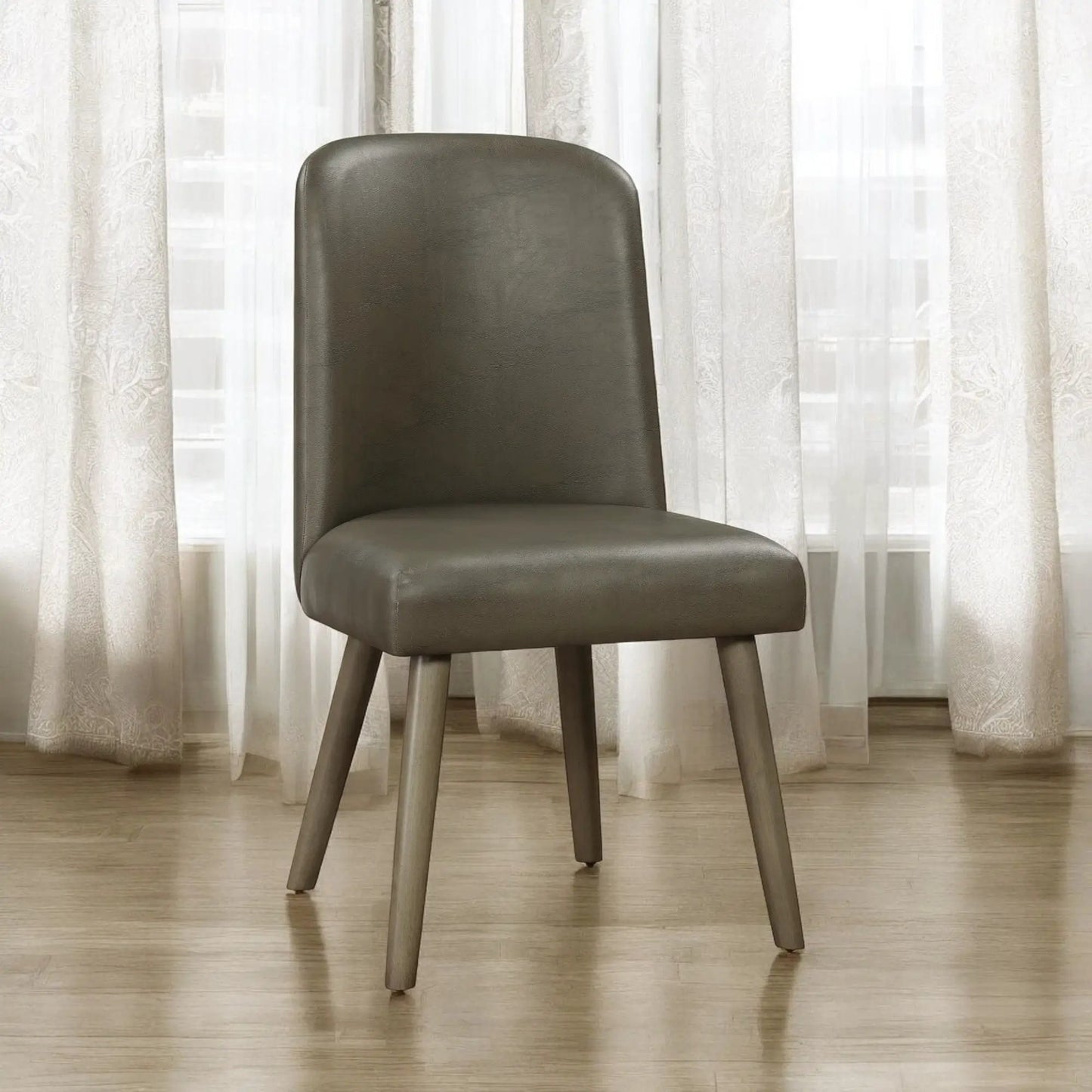 Waylon Synthetic Leather Side Chair Gray Oak