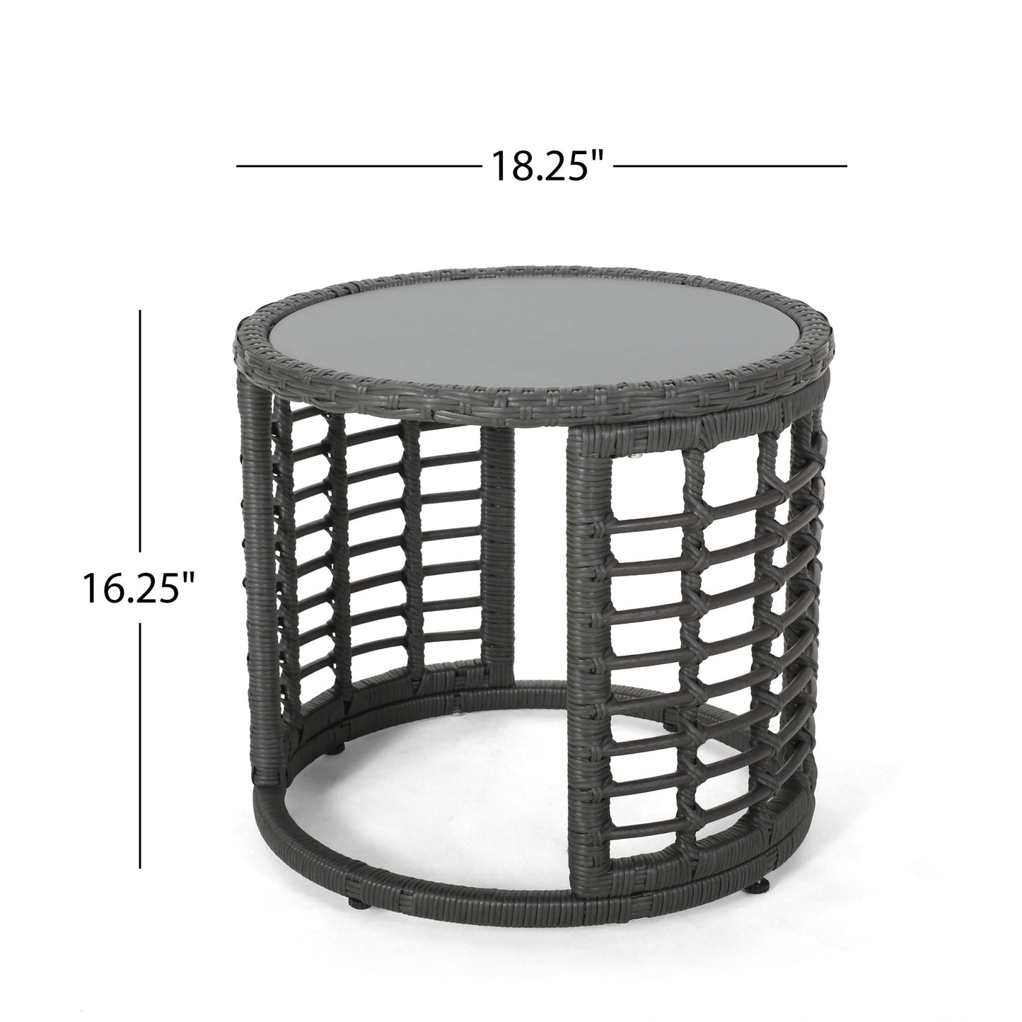 Achill Boho Wicker Side Table with Glass Top
