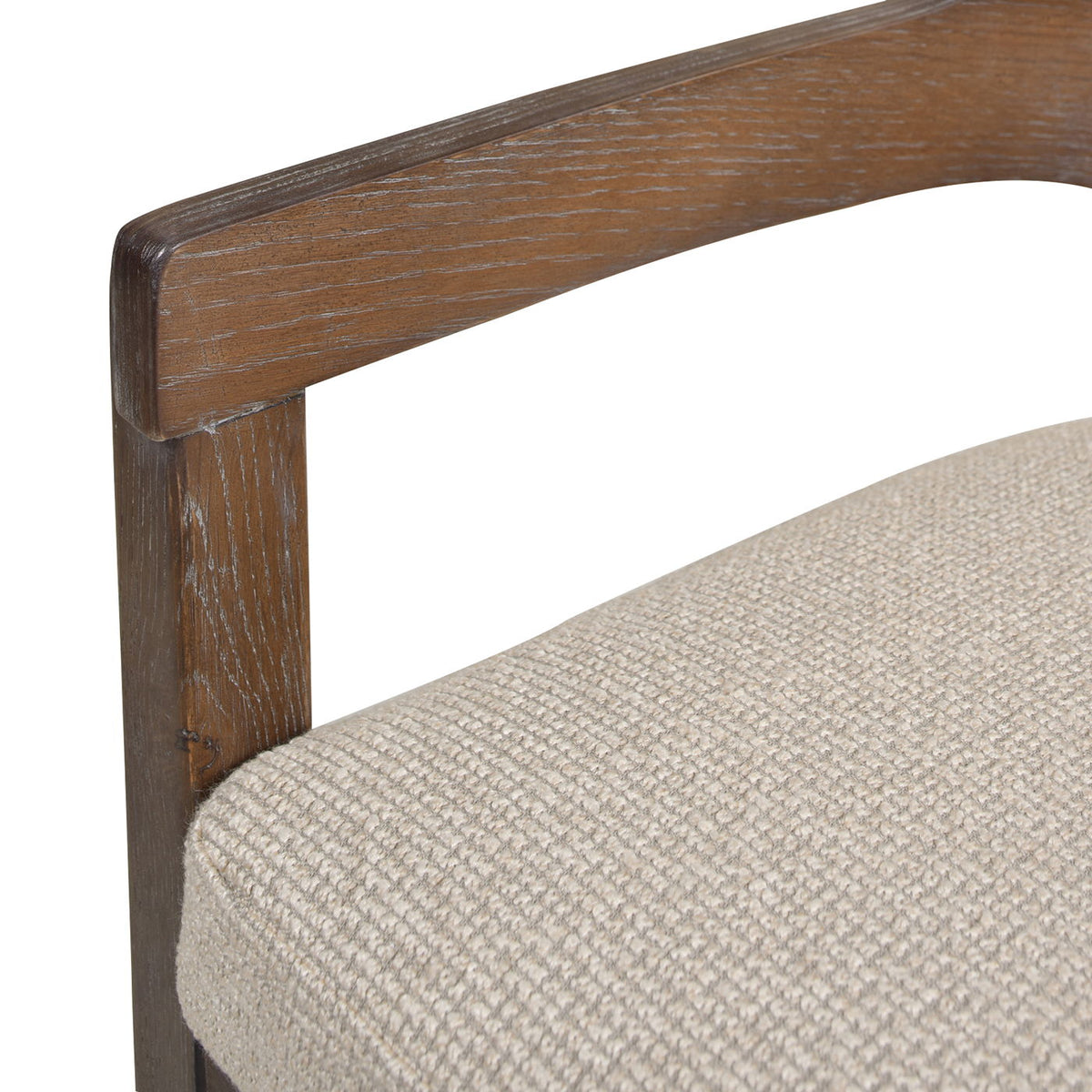 Mid-Century Modern counter height stool with dark wood frame and beige woven seat on Tampa Home & Garden Store