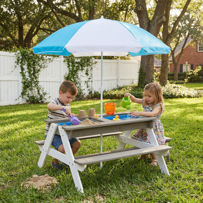 Kids cedar outdoor picnic table with sand and water tray by HouseOfZazla on Tampa Home & Garden Store