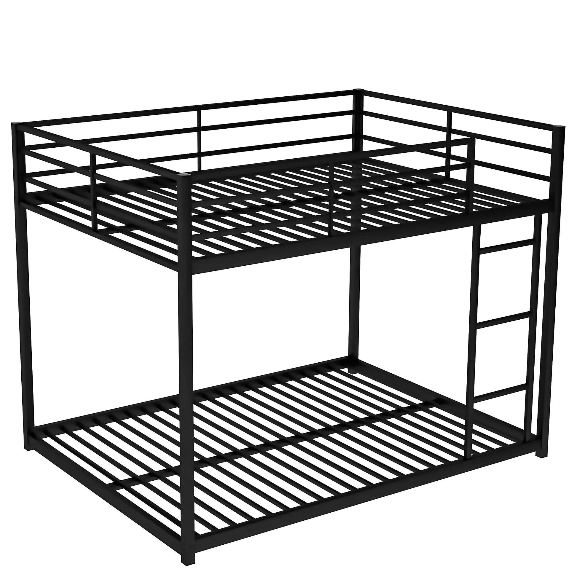 Metal bunk bed with black finish, guard rails and ladder, low-profile design on Tampa Home & Garden Store