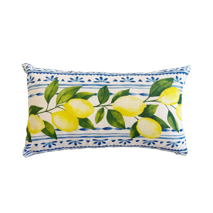 Summer Lemon Lumbar Pillow and Outdoor Cushion