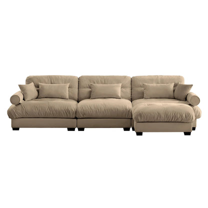 Modern Sectional Sofa with Ottoman and Pillows