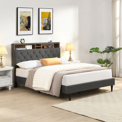 Modern Upholstered Bed Frame and Usb Ports
