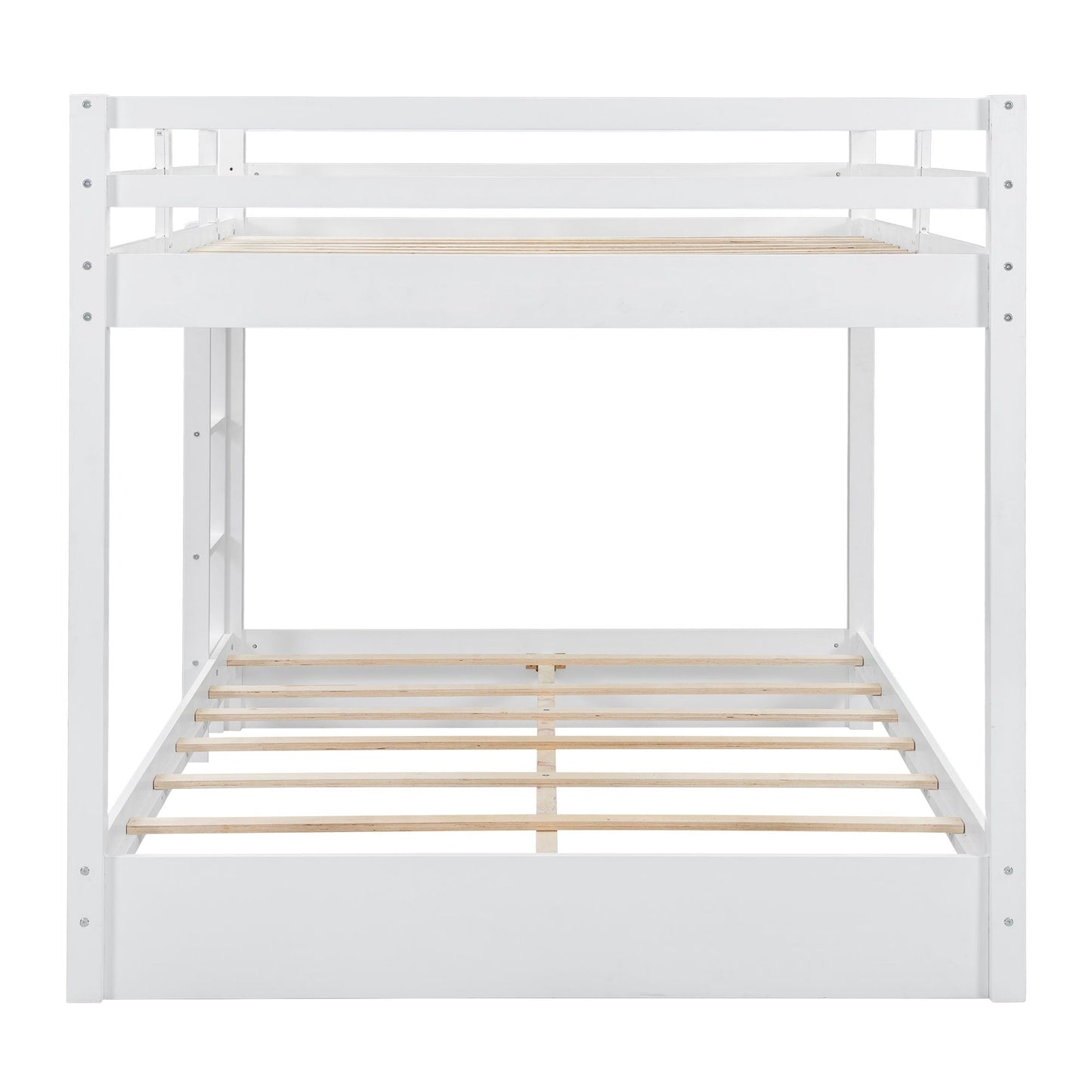 Sturdy bunk bed with ladder, white frame and natural wood slats on Tampa Home & Garden Store