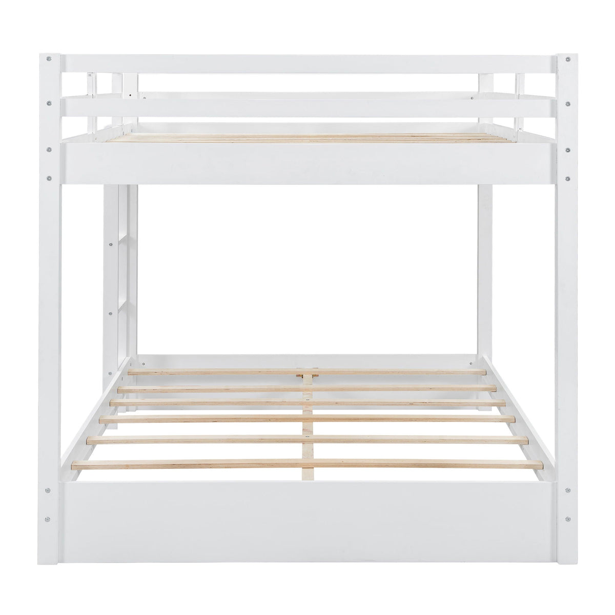 Sturdy bunk bed with ladder, white frame and natural wood slats on Tampa Home & Garden Store