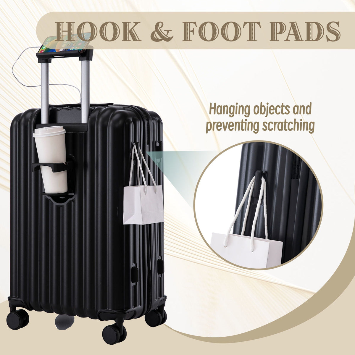 3pc spinner luggage set (20/24/28) USB port & phone holder on Tampa Home & Garden Store