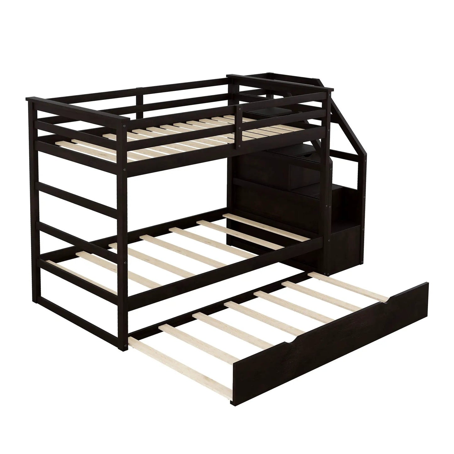 Twin over twin bunk bed with 3 storage stairs and twin trundle by Unique Piece Furniture on Tampa Home & Garden Store