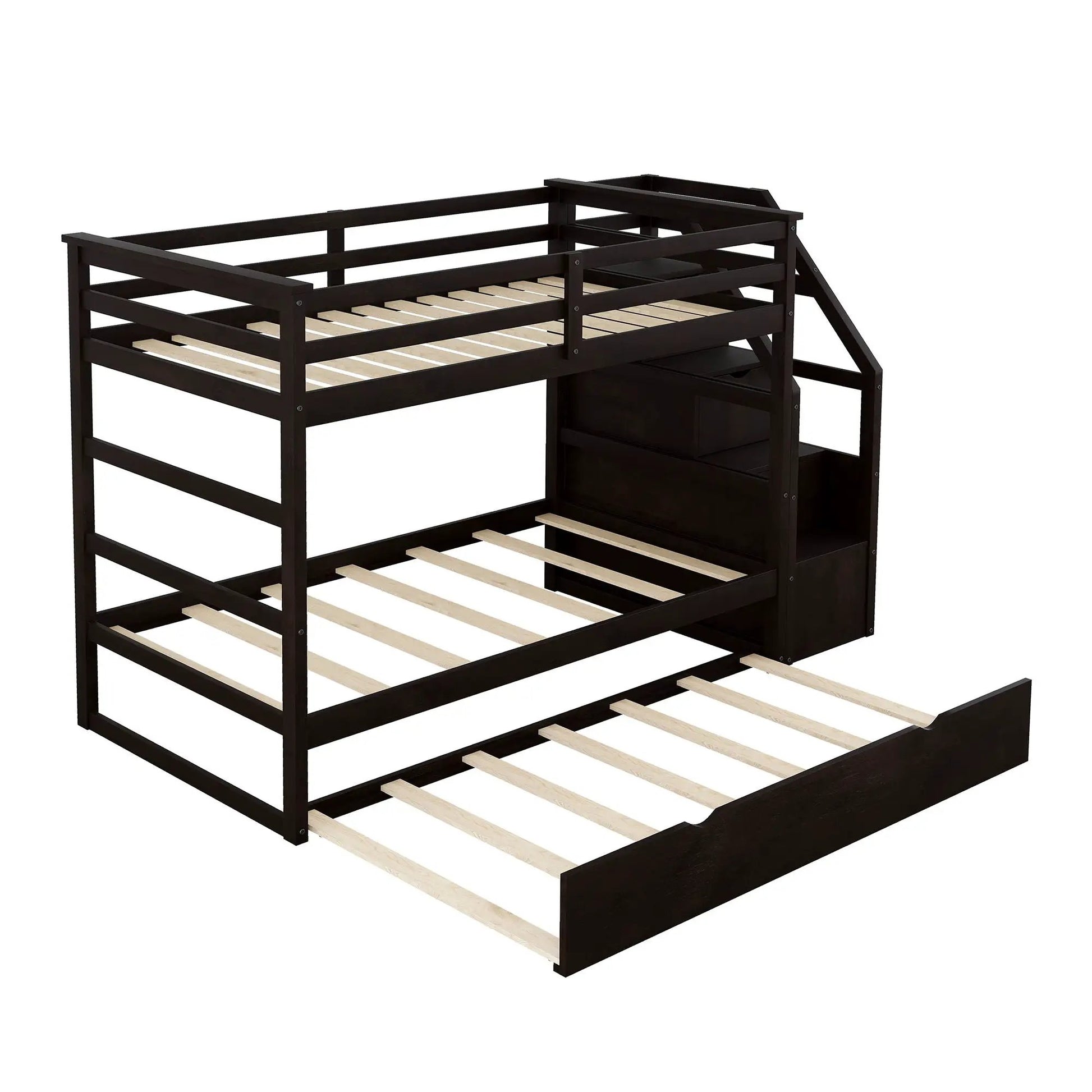 Twin over twin bunk bed with 3 storage stairs and twin trundle by Unique Piece Furniture on Tampa Home & Garden Store
