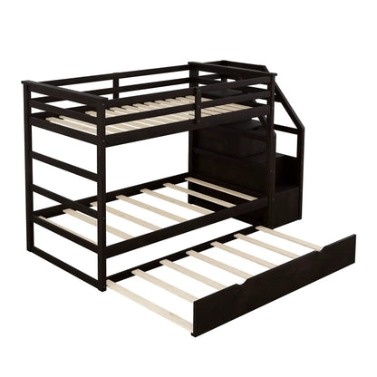 Twin over twin bunk bed with 3 storage stairs and twin trundle by Unique Piece Furniture on Tampa Home & Garden Store