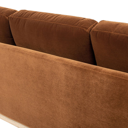 Knox Modern Farmhouse Sofa brown suede-look upholstery stationary sofa on Tampa Home & Garden Store