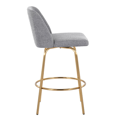 Toriano Counter Stool with Swivel, gray upholstery, gold frame, set of 2 on Tampa Home & Garden Store