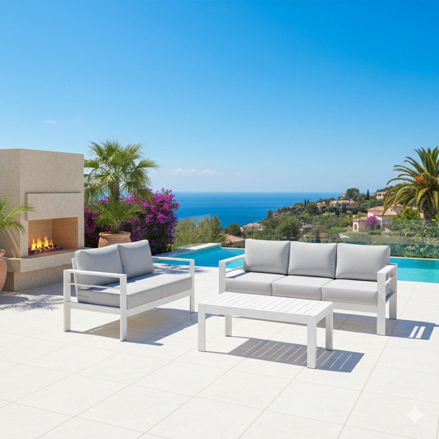 Outdoor Iron Patio Set With The Thick Cushions
