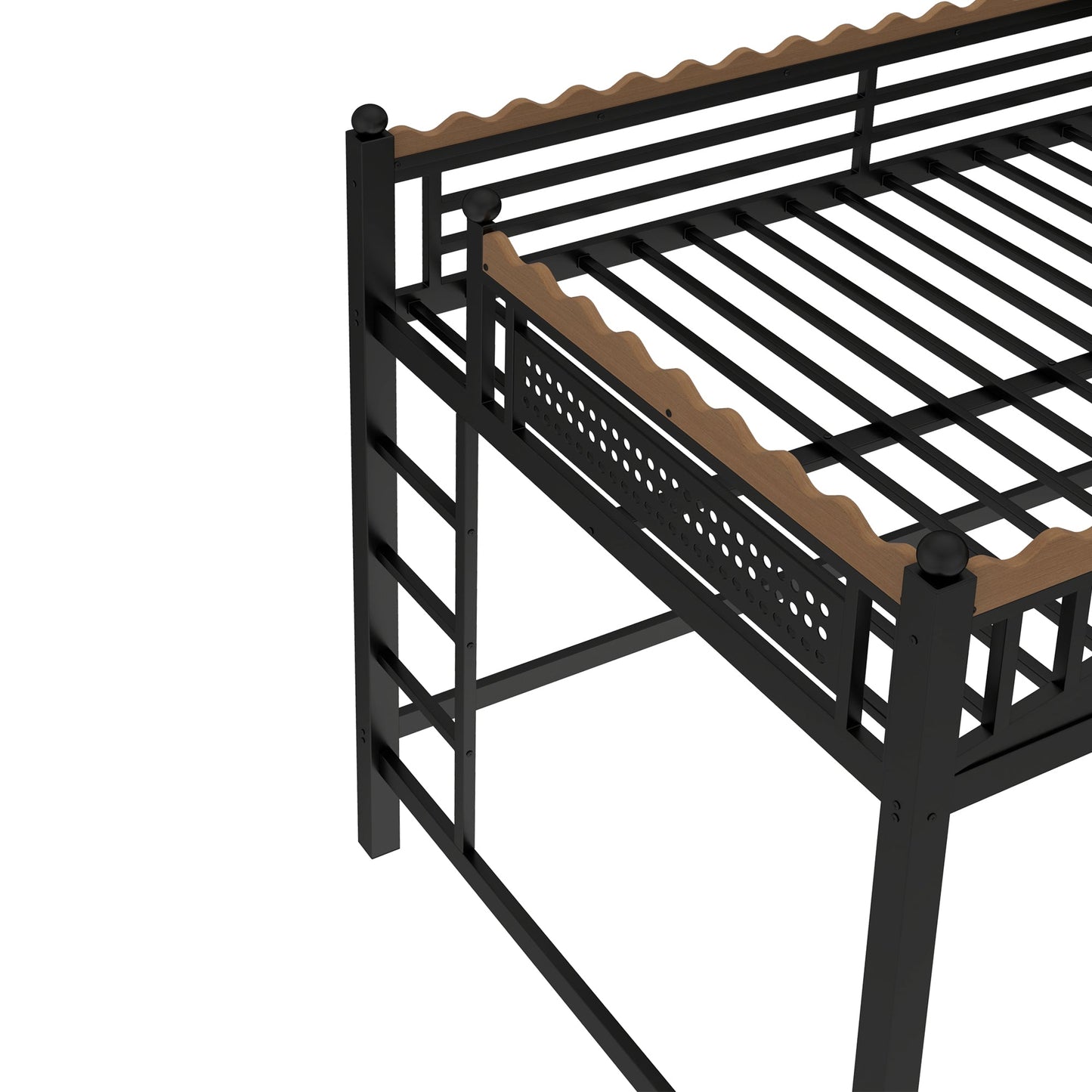 Full Size Loft Bed with Ladders and Storage Shelves black metal frame with ladder rungs on Tampa Home & Garden Store