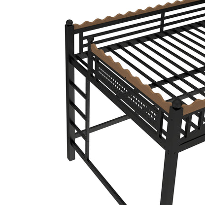 Full Size Loft Bed with Ladders and Storage Shelves black metal frame with ladder rungs on Tampa Home & Garden Store