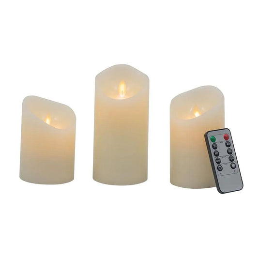 Flickering LED candles set of 3, ivory with remote timer by Unique Piece Furniture on Tampa Home & Garden Store