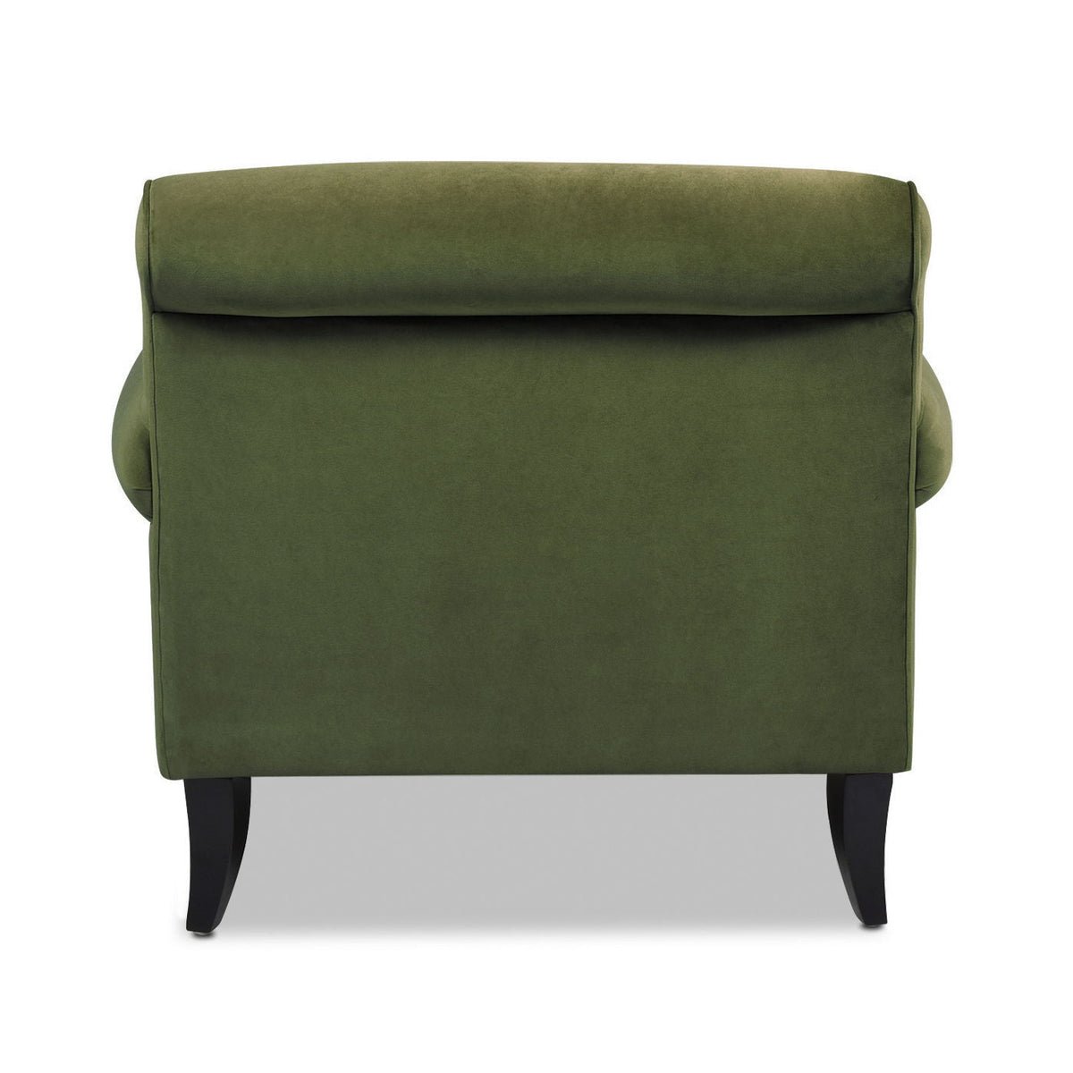 Accent Arm Chair olive green upholstery with curved black wooden legs on Tampa Home & Garden Store