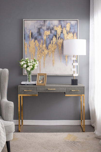 D15x30' Table Lamp with white marble and brass frame by HouseOfZazla on a console table on Tampa Home & Garden Store
