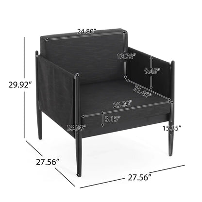 Dawson Club Chair outdoor arm chair in black with metal frame by HouseOfZazla on Tampa Home & Garden Store