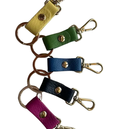 Sophia Full-Grain Leather Key Ring set of 5 in tan green blue black magenta by MiamiLeathers.com on Tampa Home & Garden Store