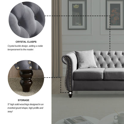 Chesterfield Sofa With Nailhead Trim and Cushions