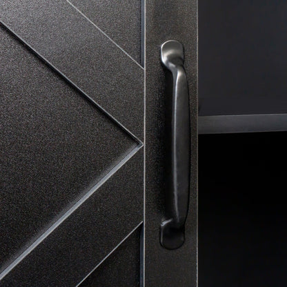 Cabinet close-up: black textured panel with a curved metal handle by HouseOfZazla on Tampa Home & Garden Store