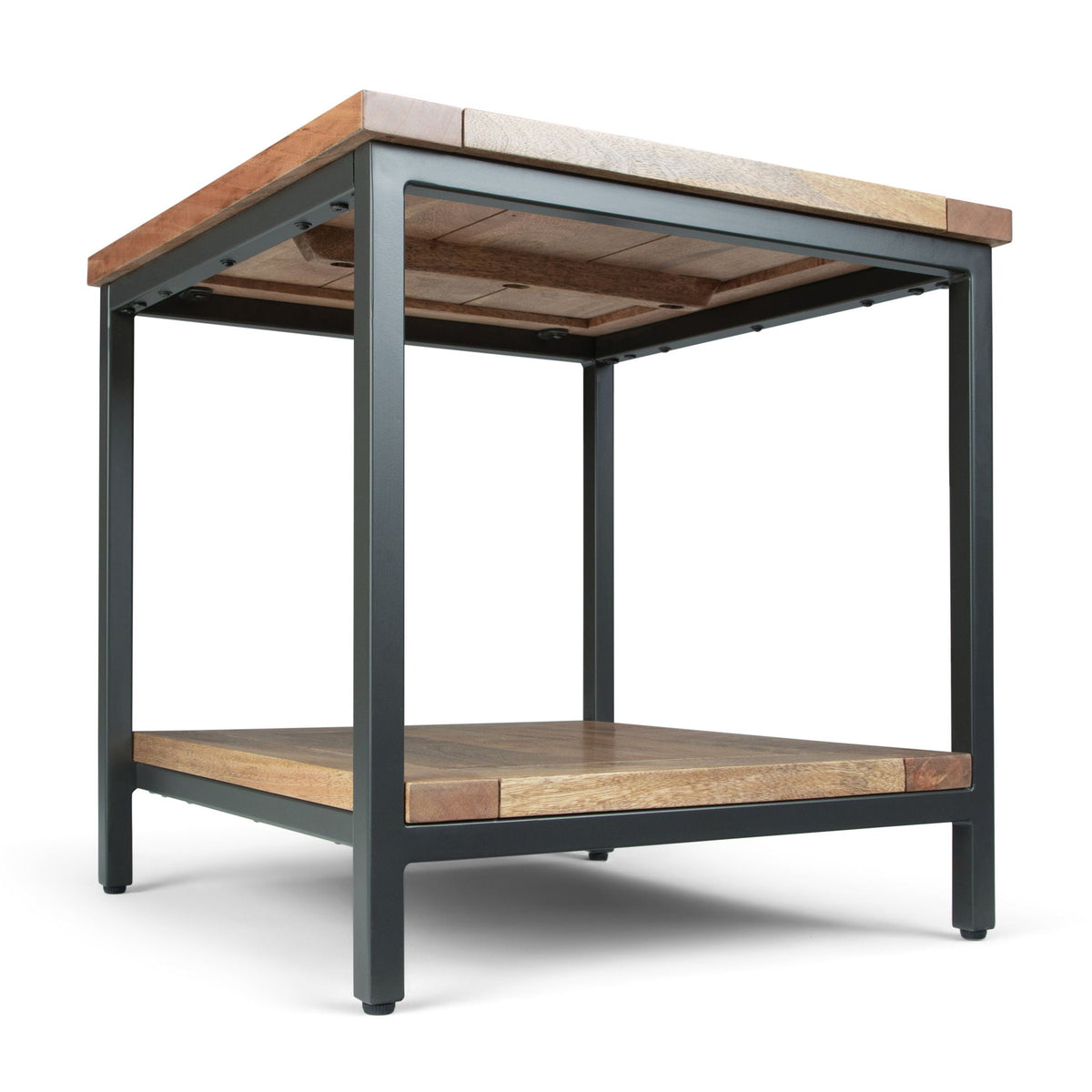 Solid mango wood coffee table with light brown finish and black metal frame HouseOfZazla on Tampa Home & Garden Store