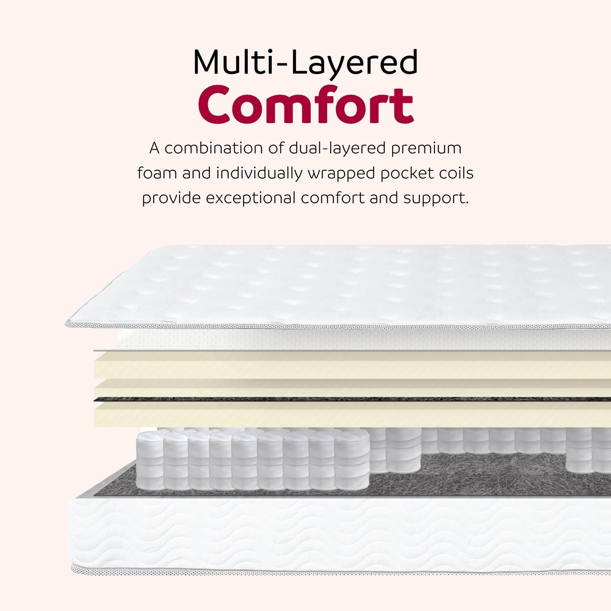 Premium 9-inch Pocket Spring Mattress hybrid with pocket coils and foam layers by HouseOfZazla on Tampa Home & Garden Store