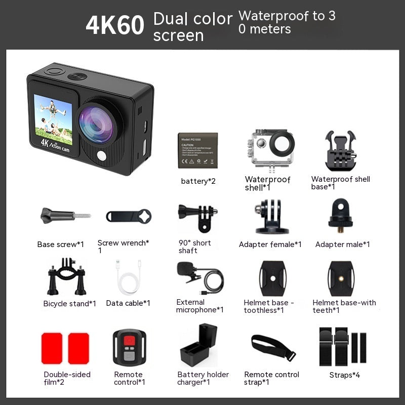 My Store 4K60 waterproof action camera with color screen; includes battery, waterproof shell on Tampa Home & Garden Store
