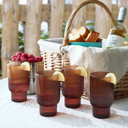 Eze Acrylic Ribbed Highball Glasses Set of Four