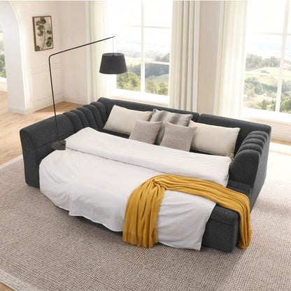 U-Shaped modular sectional sofa with chaise and movable ottoman in charcoal fabric, wave armrests on Tampa Home & Garden Store