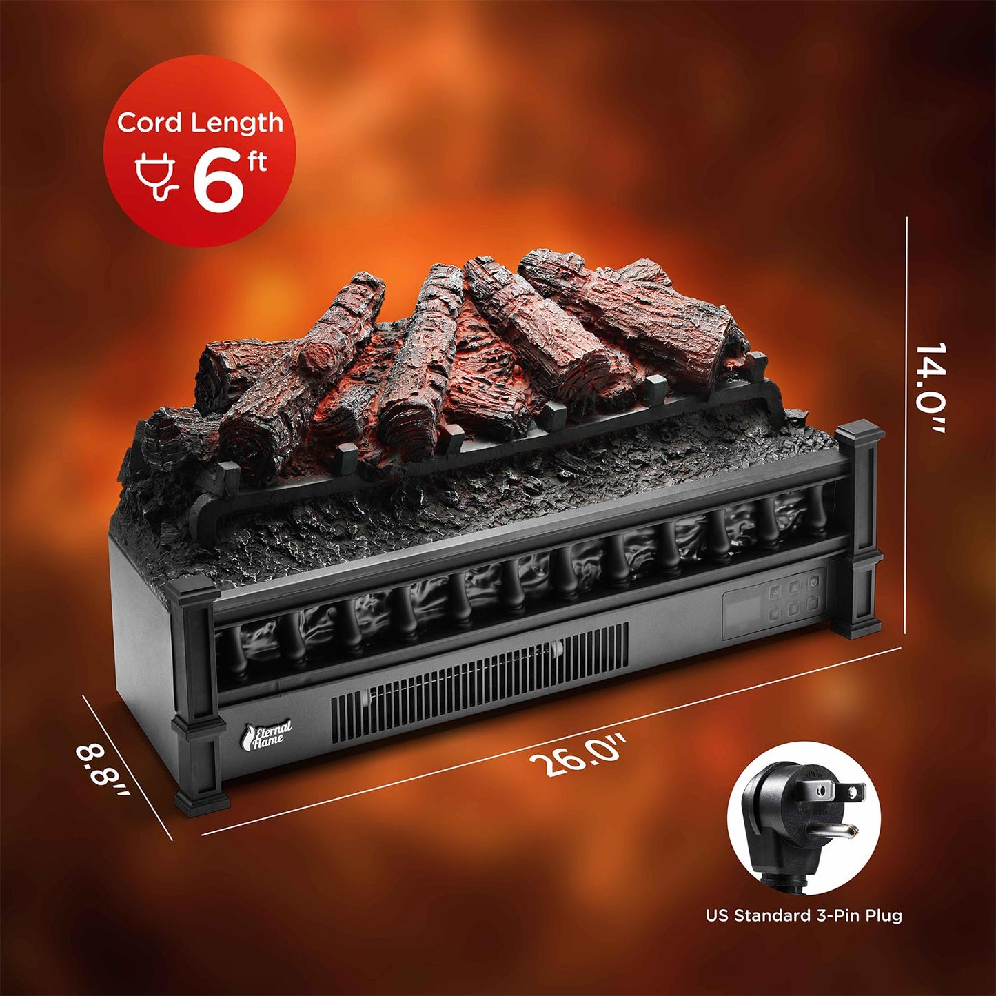 (Caja abierta) Leños para chimenea eléctrica Eternal Flame EF26-PB 